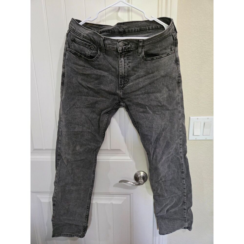 Levi’s 502 Men’s Jeans W32 L32 Gray Black Taper Fit Stretch Denim Pants